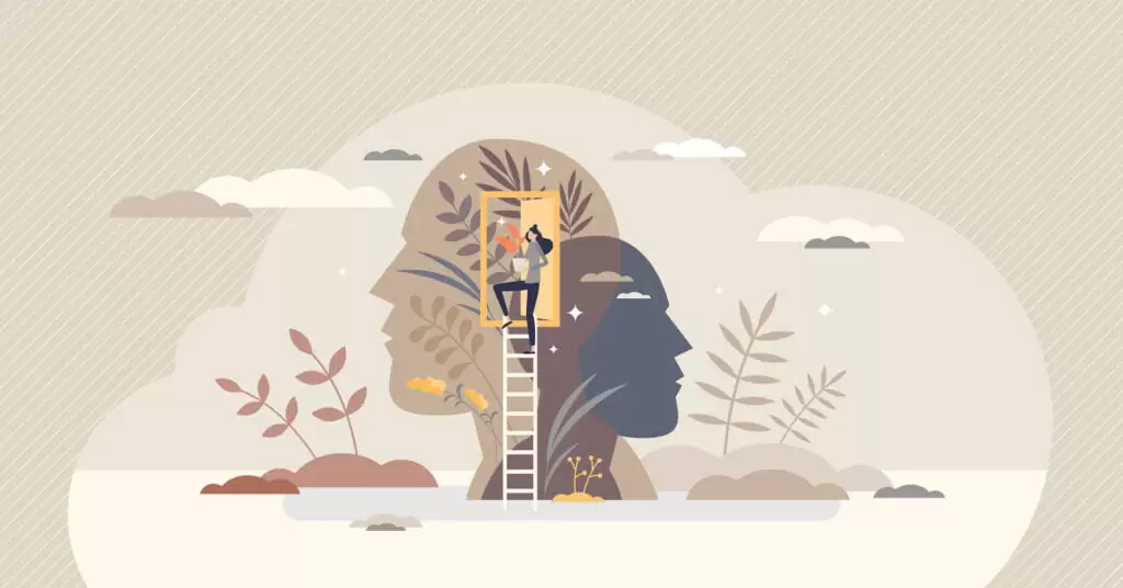 Mindfulness as mental mind peace, balance and wellness tiny person concept. Consciousness practice and moment appreciation vector illustration. Yoga and meditation as psychological body treatment.